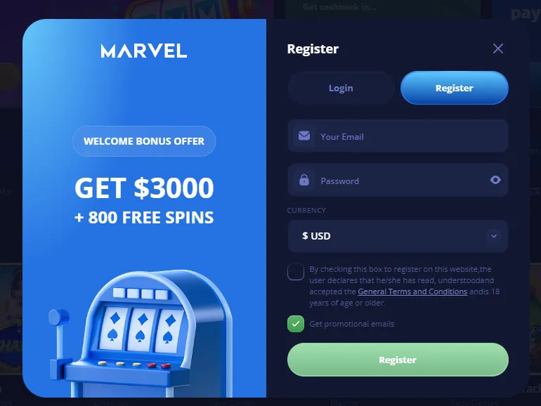Rejestracja krok po kroku w Marvel Casino